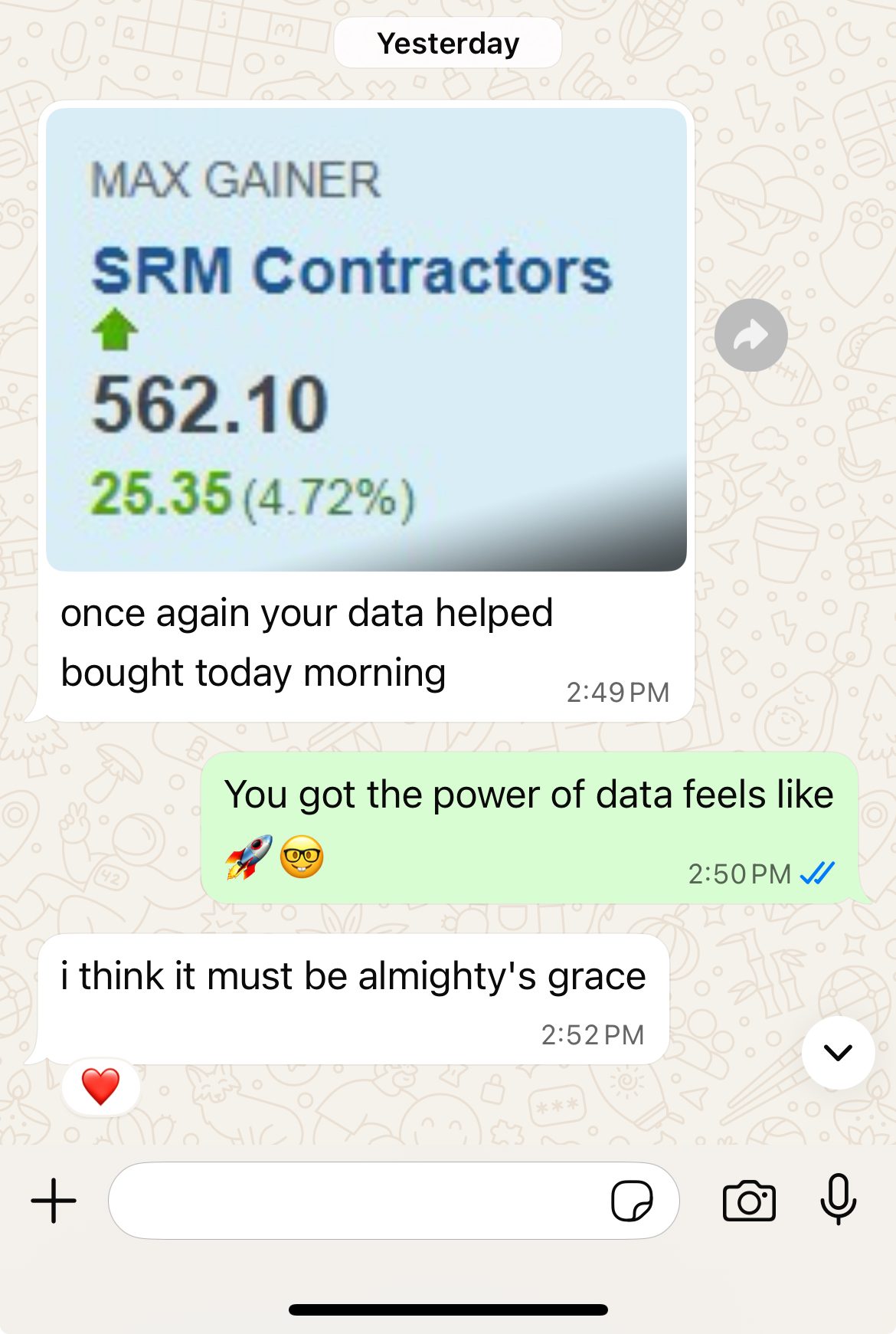 WhatsApp testimonial